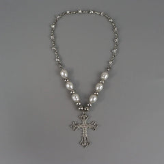 Alt Pearl Cross Necklace