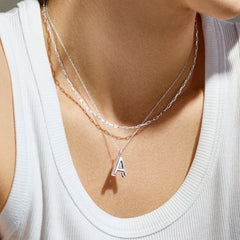 Classic Silver Initial Necklace - Silver