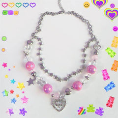 Pink Candy Heart Necklace