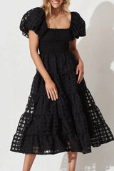 Sweet Elegant Solid Mesh Off The Shoulder Cake Skirt Dresses