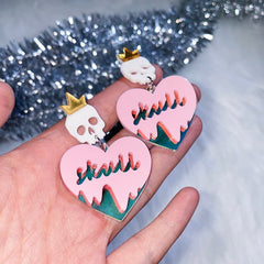 Witch Skeleton Hearts Earrings