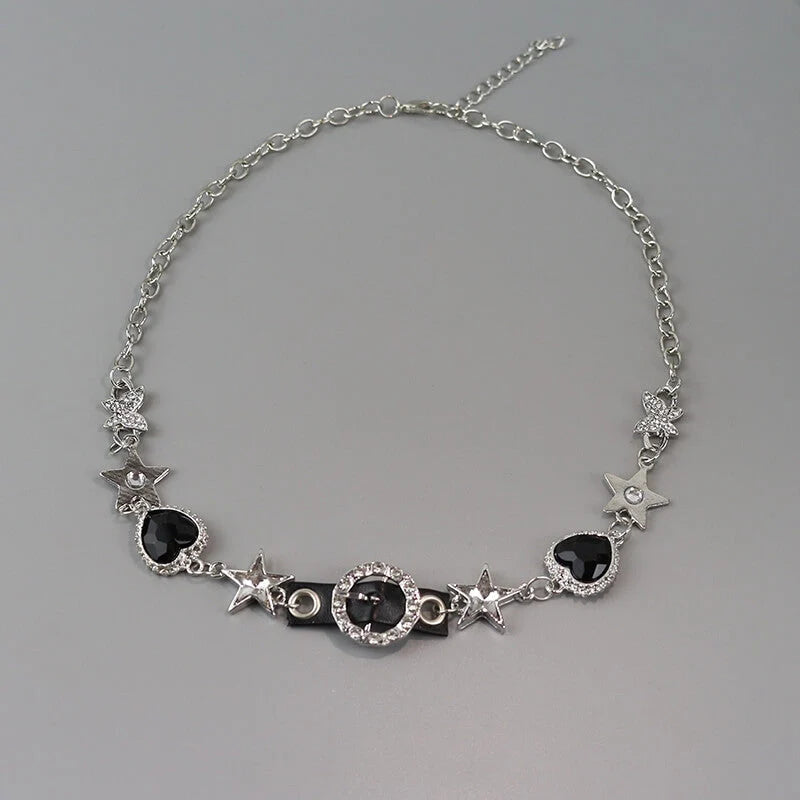 Glittering Black Heart Necklace