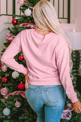 Pink Santa Baby Sweet Floral Graphic Sweatshirt