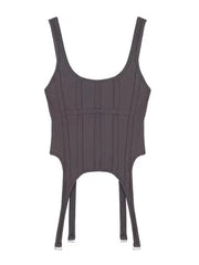 Pydshop Taruxy Y2K Croset Top Women Summer Fashion Vintage Irregular Rib Knitted Sleeveless Slim Cropped Tops Feminino Sexy Tank Topchristmas Gifts