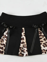 Leopard Color-Block Mini Skirt