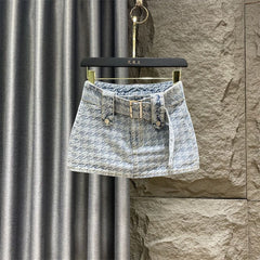 Retro Embroidered Mini Denim Skirt