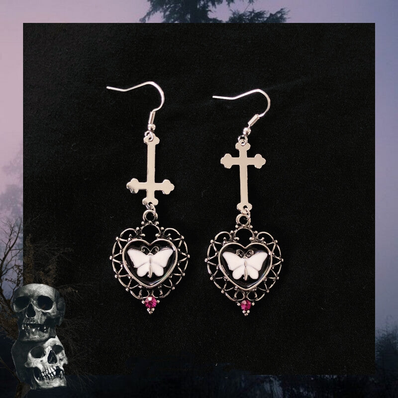Asymmetry Cross Butterfly Earrings