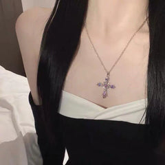 Vintage Punk Diamond Cross Necklace
