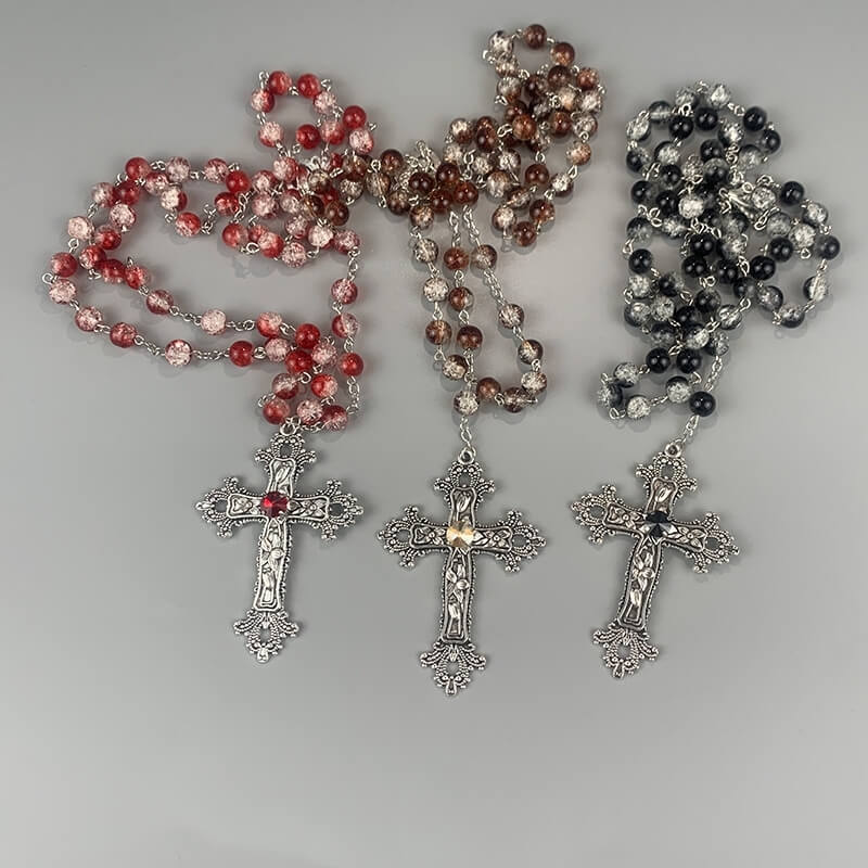 Gothic Beaded Cross Necklace