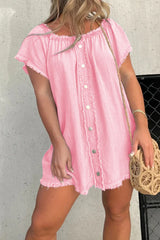 Casual Solid Tassel Make Old Off The Shoulder Short Sleeve Dress Dresses