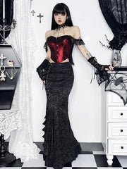 Floral Darkness Long Skirt
