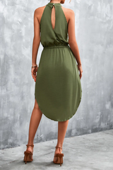 Casual Solid Halter Waist Skirt Dresses(3 Colors)