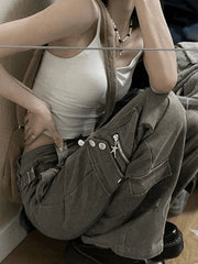 Green Wash Vintage Straight Cargo Jeans