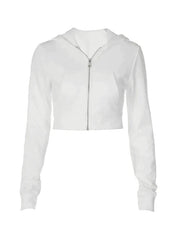 Cropped White Zip-Up Hoodie