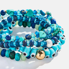 Darcy Semi-Precious Beaded Bracelet Set - Blue
