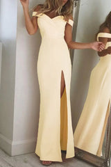 Fashion Elegant Solid Backless High Opening Off The Shoulder Irregular Dress Dresses(5 Colors)