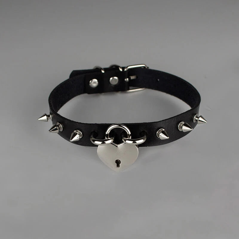 Hard Core Heart Rivet Choker