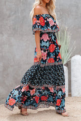 Fashion Street Print Off The Shoulder A Line Dresses(6 Colors)