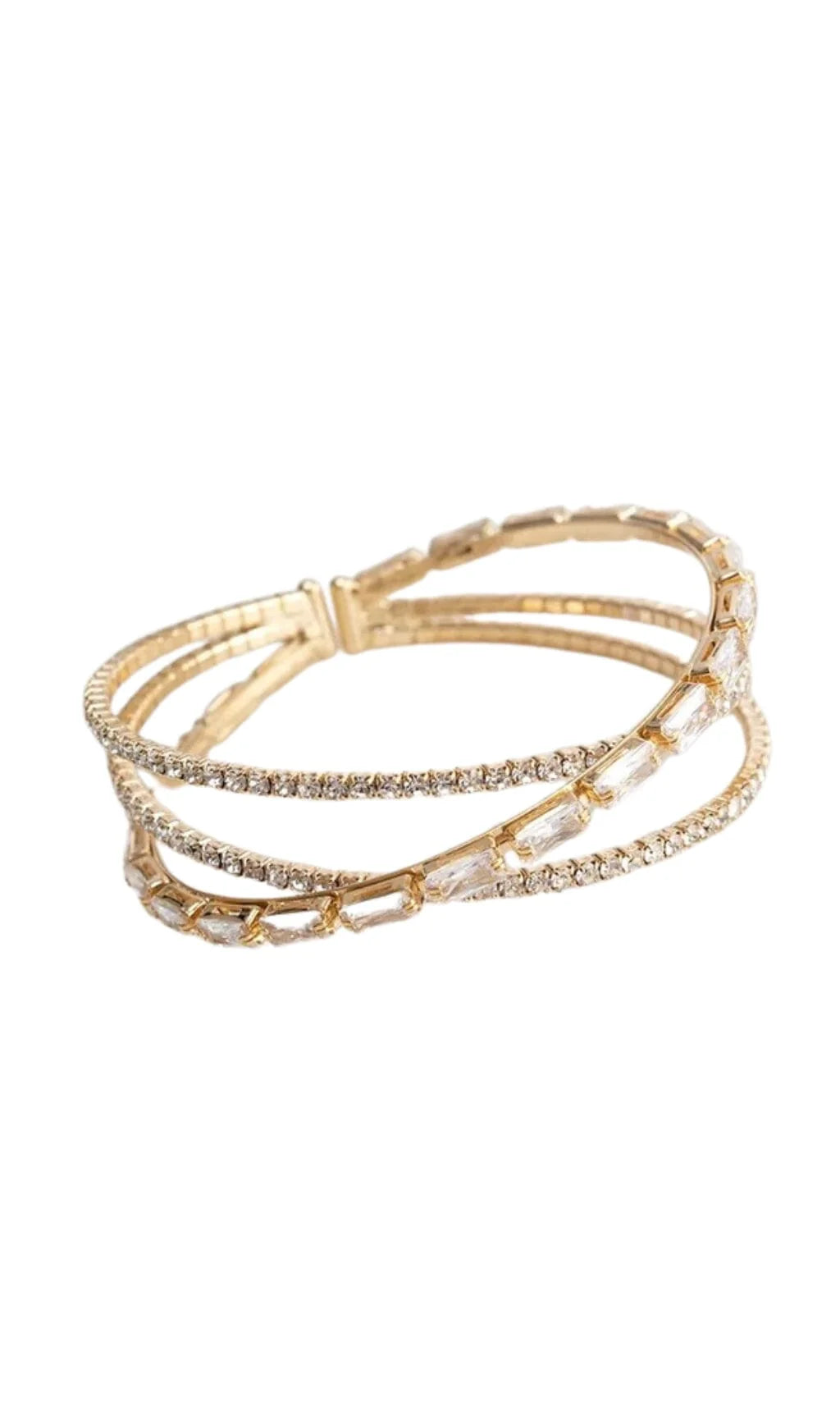 Gold Multi Layered Diamante Bracele