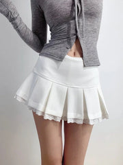 Lace Trim Soft Mini Skirt
