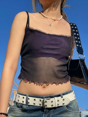 Patchwork Mesh Crop Cami Top