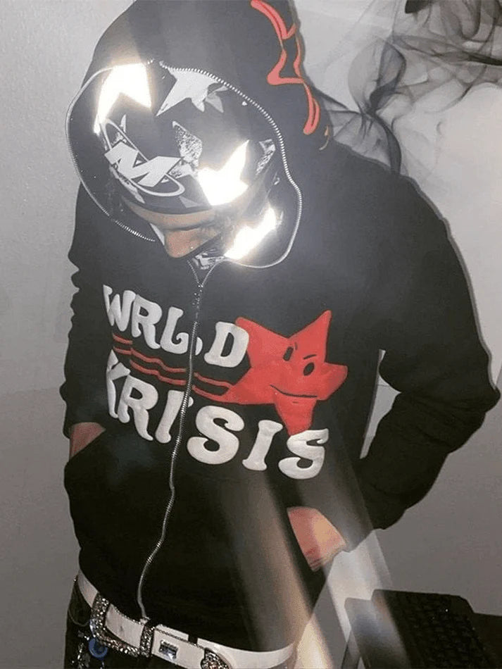 Men'S Logo Star Graphic Zip Up Hoodie