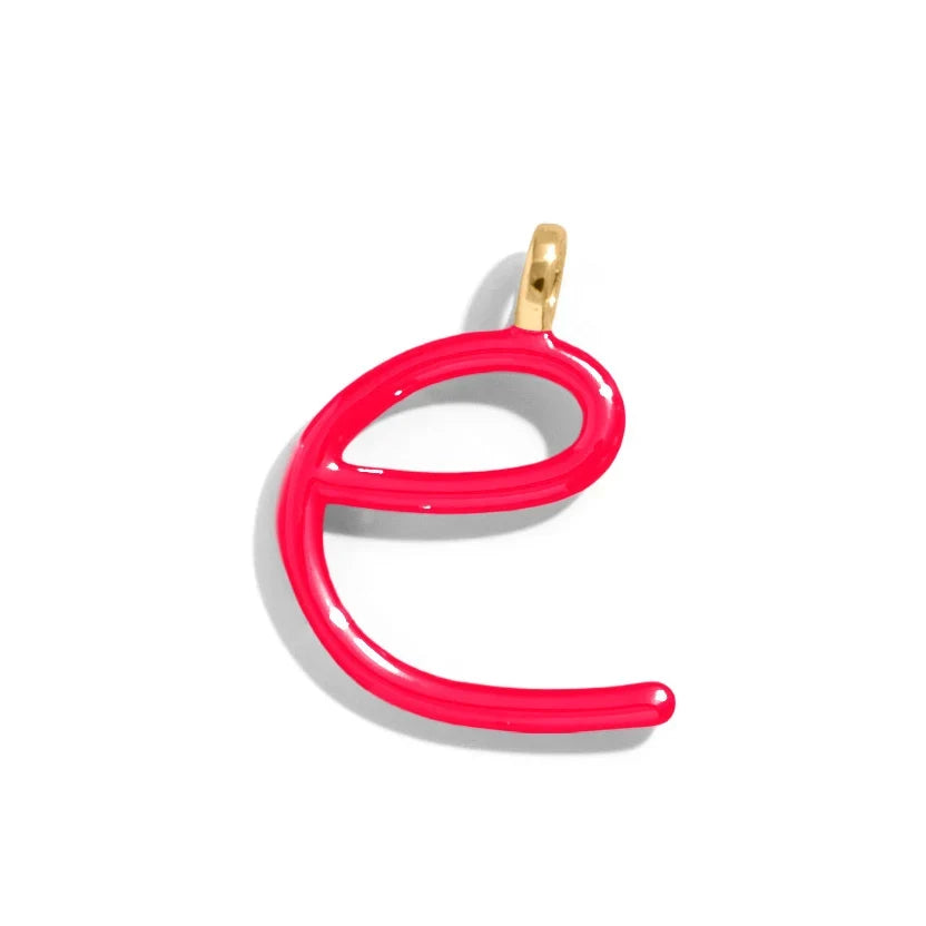 Custom Cherry Red Enamel Script Letter Charm - E