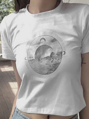 Crescent Moon Graphic Crop Top