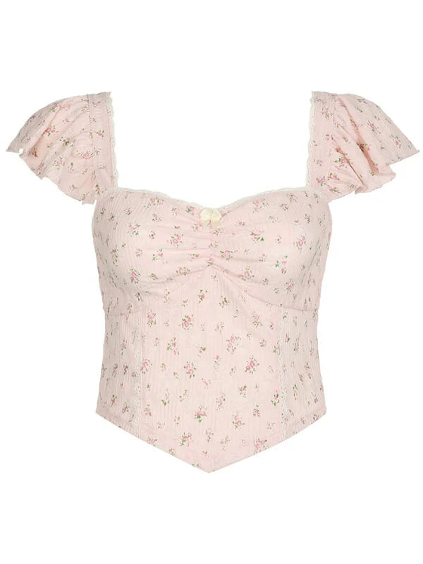 Layla Floral Flutter Sleeves Top