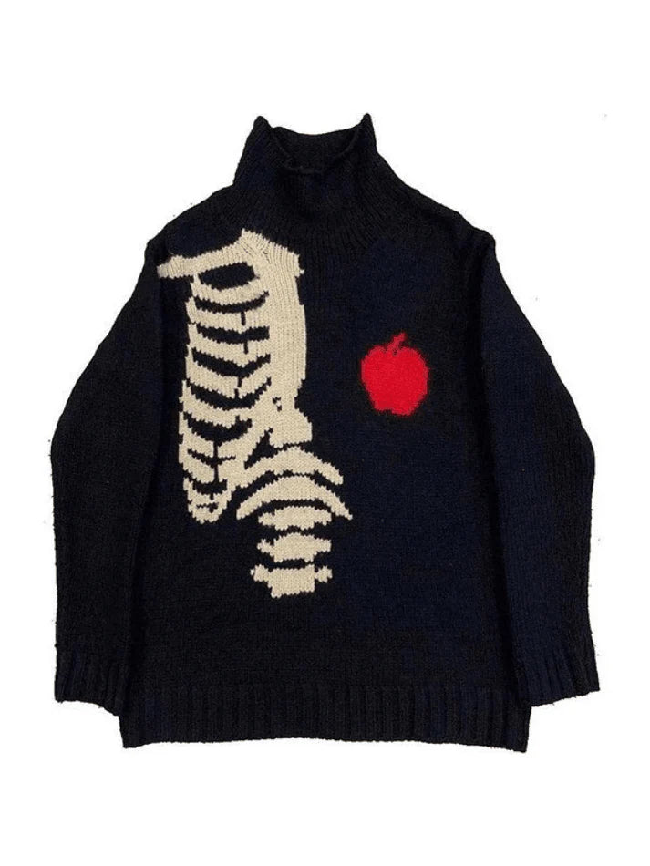Men'S Skeleton Jacquard Turtleneck Sweater