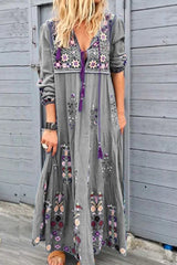 Fashion Print V Neck Straight Dresses(4 Colors)
