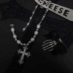 Alt Pearl Cross Necklace
