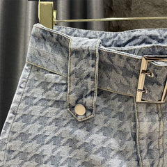 Retro Embroidered Mini Denim Skirt