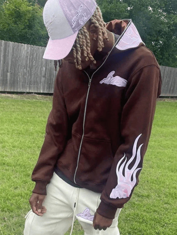 Men'S Halloween Flame Skull Graphic Hoodie