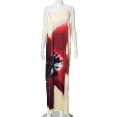 Floral Printed Strapless Loose Dress