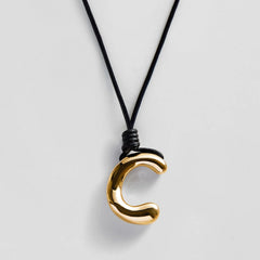 Cord Initial Necklace - Gold