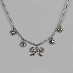 Girly Heart Bow Necklace