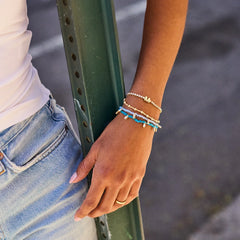 Crystal Beaded Bracelet - Aqua