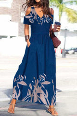 Casual Print Patchwork V Neck A Line Dresses