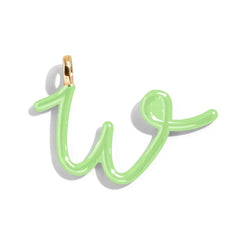 Custom Matcha Green Enamel Script Letter Charm - W
