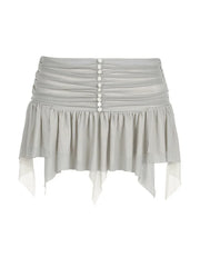 Ruched Mesh Micro Mini Skirt
