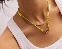 Bubble Letter Custom Paracord Necklace - Bright Yellow