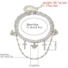 Angel Cross Multi-Strand Necklace