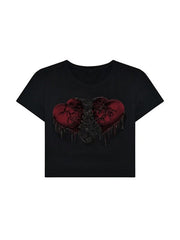 Punk Heart Printed Crop Top