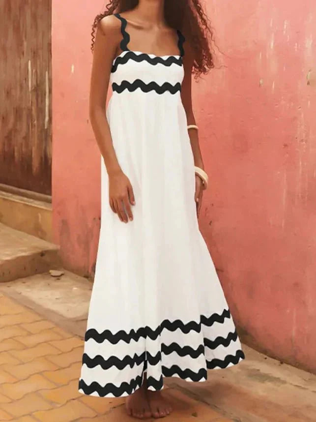 Stylish Color-Matching Striped Midi Dress