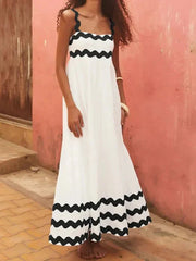 Stylish Color-Matching Striped Midi Dress
