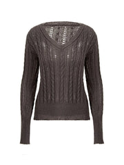 Vintage V Neck Cable Knit Top