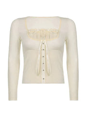Lace Trim Patchwork Knit Top
