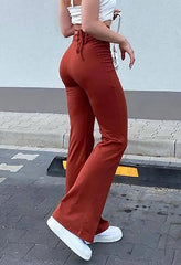 Lace Up Stretch Flare Leg Pants