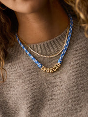 Bubble Letter Custom Paracord Necklace - Blue/White